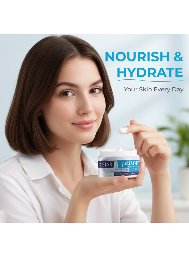 SZ Star Nourishing Soft Cream for Smooth Skin 150ml x 3, Daily Moisturiser with Lightweight Formula, Quick Absorbing Hydration for Skincare, Comfort and Everyday Use - Image 4
